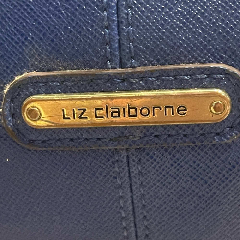 Liz Claiborne Royal Blue and Gold Shoulder tote Bag luxury vintage stylish purse - Picture 2 of 8